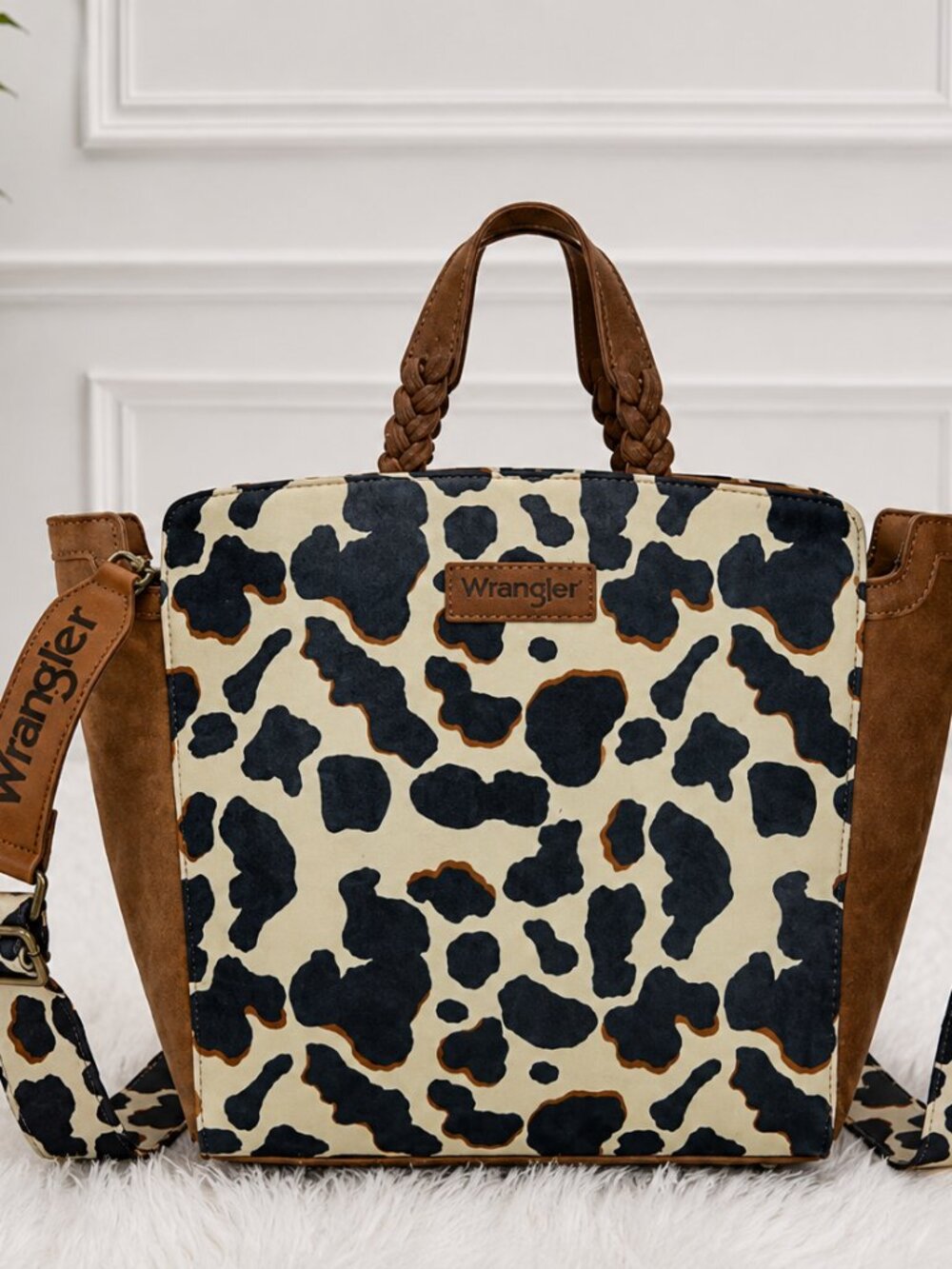 Wrangler Brown Animal Print Tote Crossbody Handbag NWT